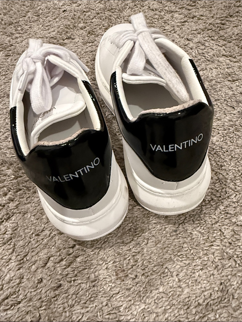 Valentino White Leather Sneakers with Black Heel Patch - Picture 2 of 6